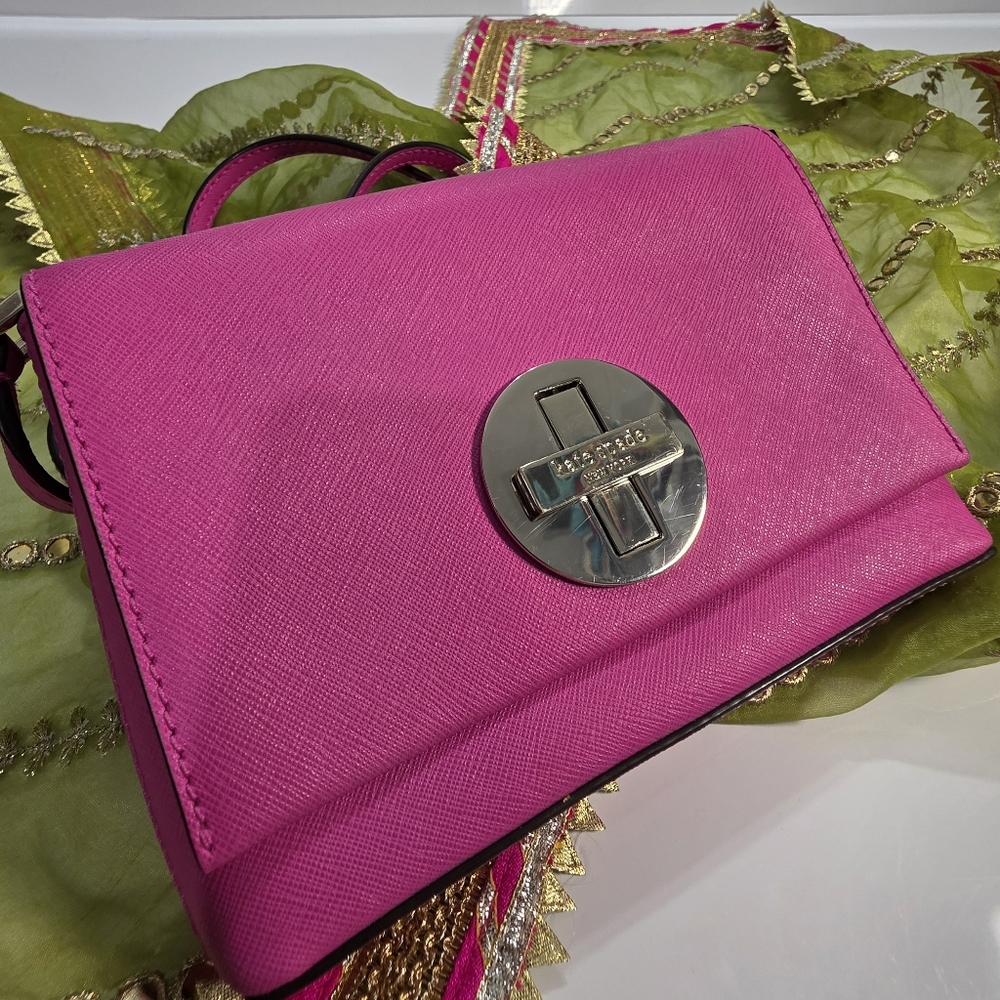 kate spade Hot Pink Crossbody Bag with Silver-Tone Turnlock
